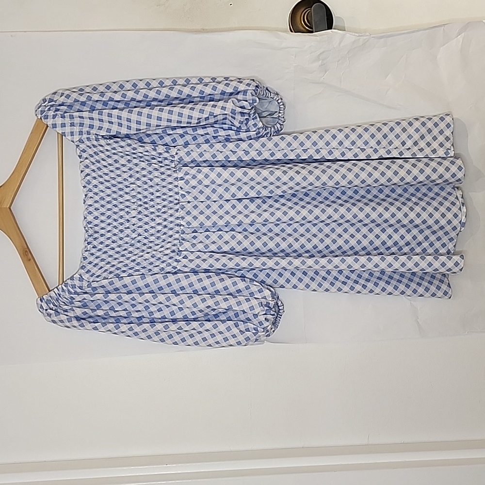 Sokie Collective Gingham Puff‎ Sleeve Mini Dress size S